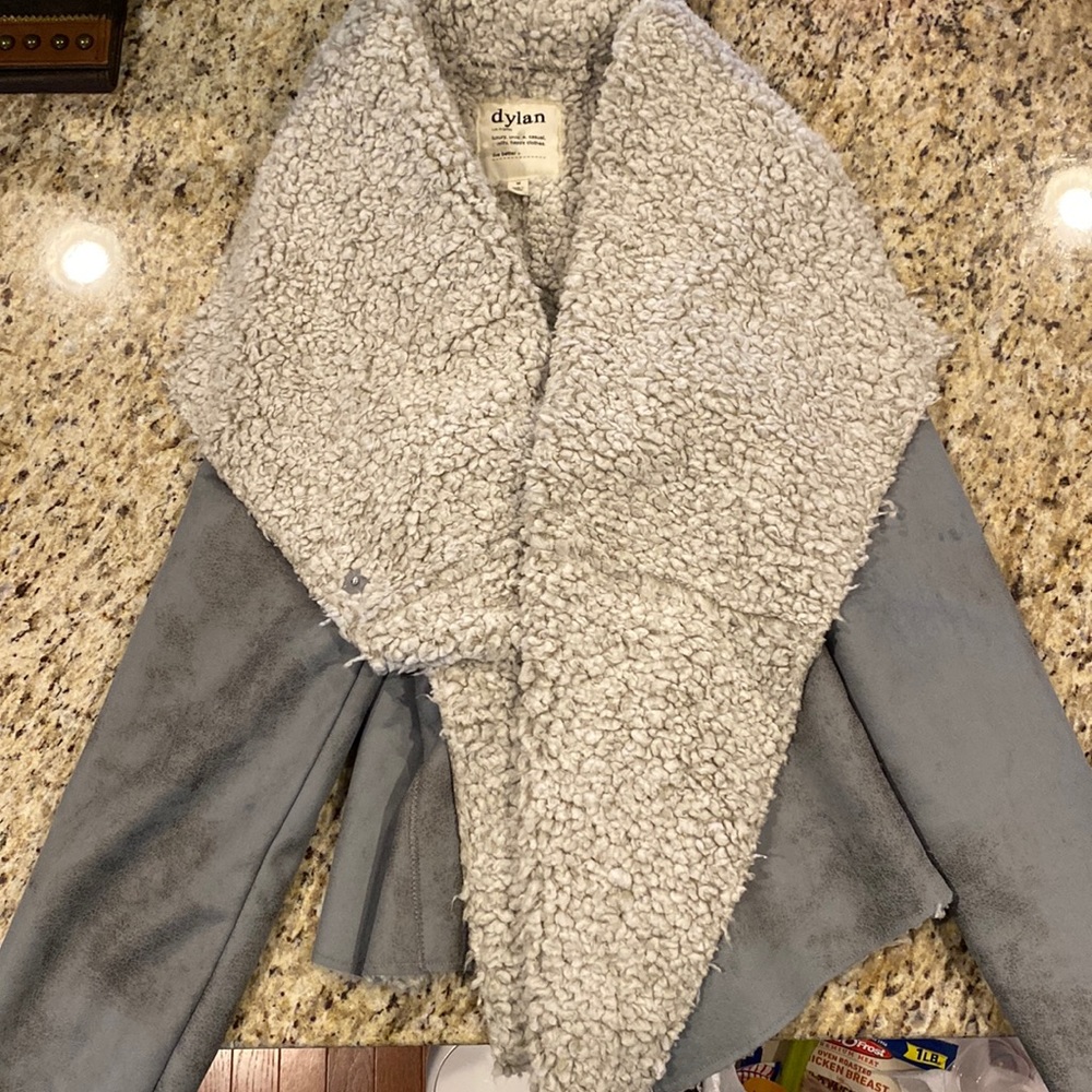 NWOT Dylan Los Angeles gray Sherpa lined cardigan/jacket